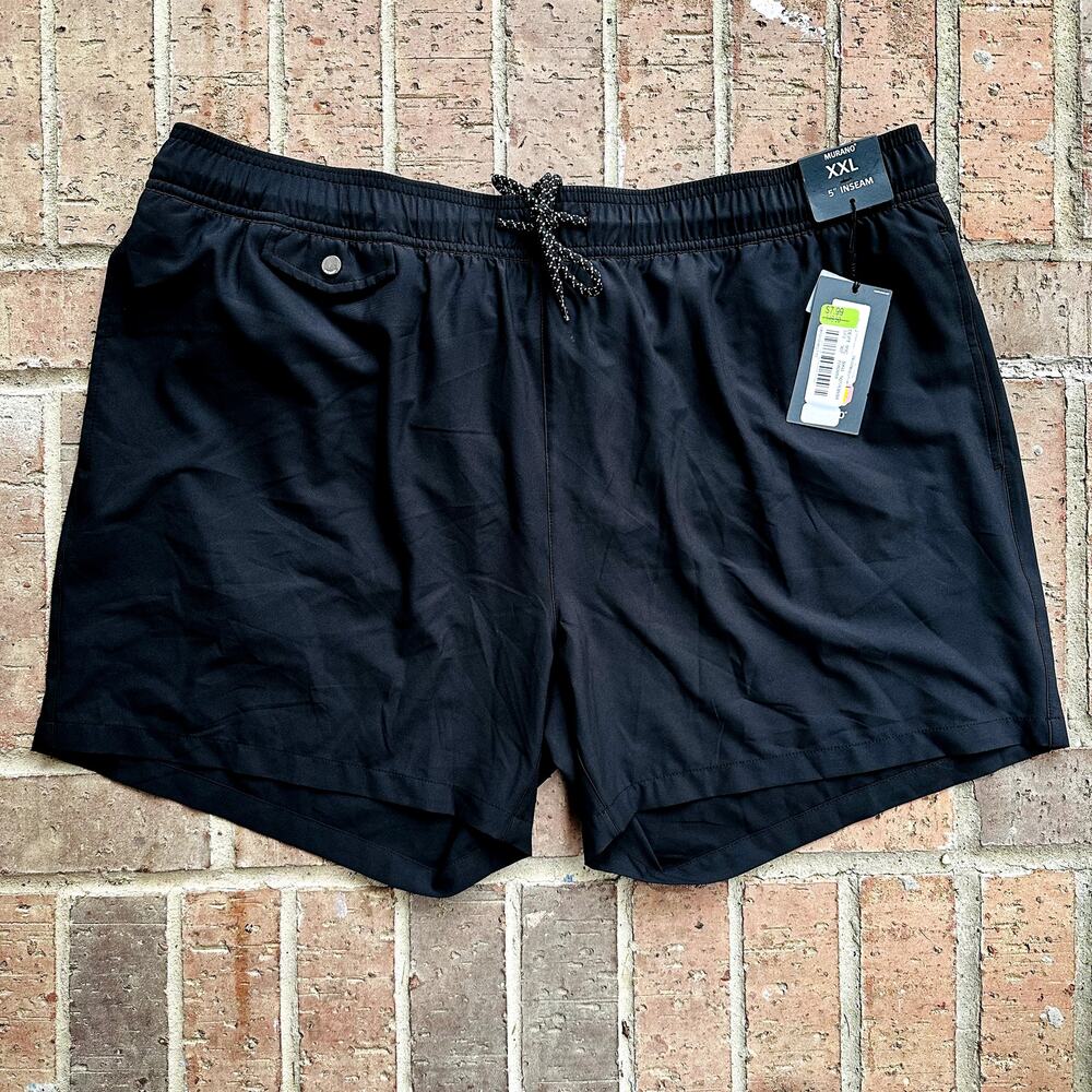 Murano Men's black Stretch Elastic Waist Swim Trunks Shorts Size XXL NWT